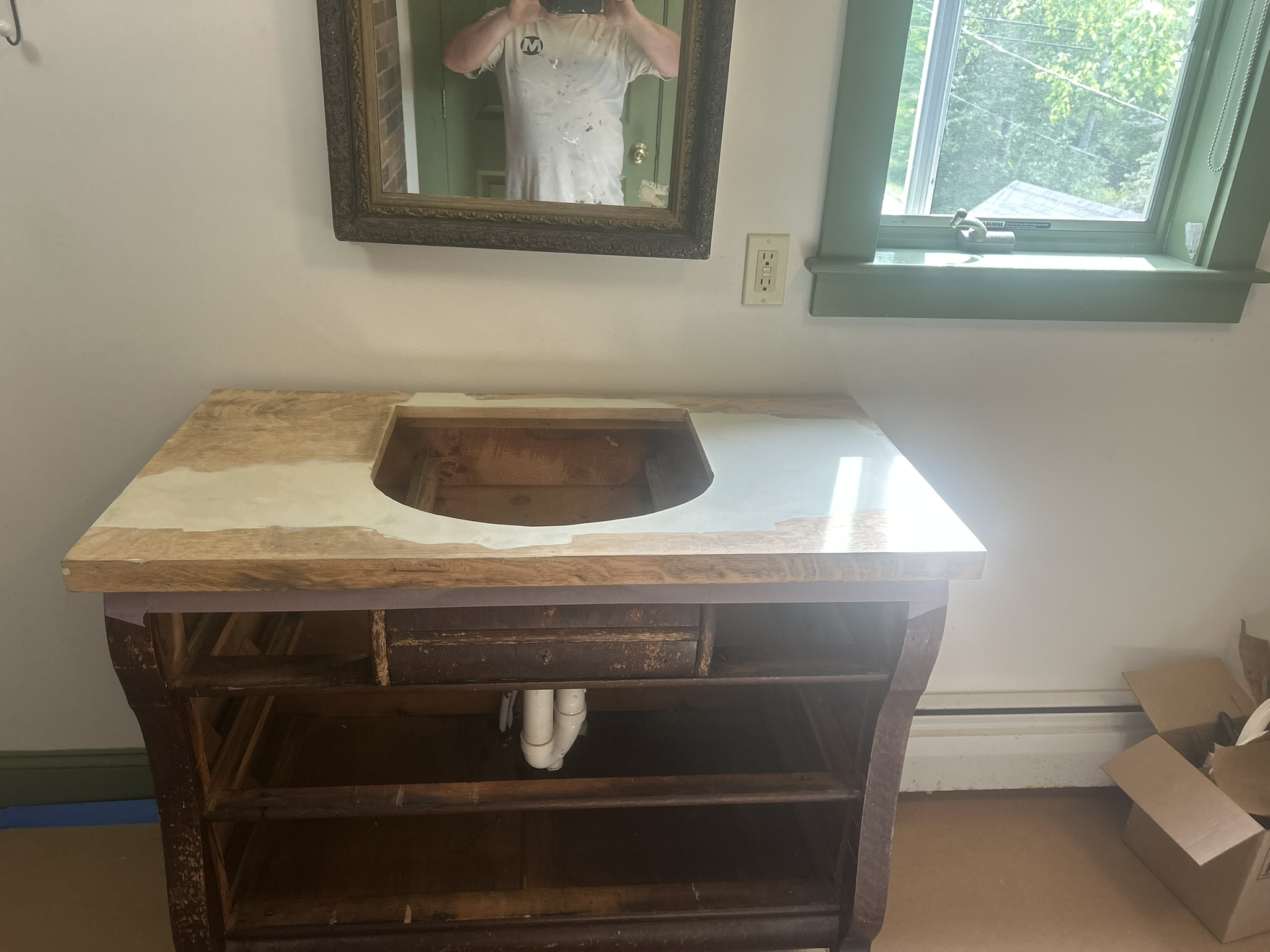 Northport, Maine Vanity Epoxy Countertop (before) by Moody's Painting & Fine Finishes